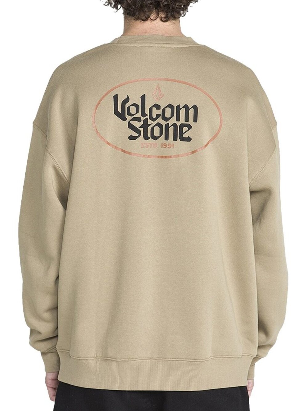 New! Volcom Stone Fleece Sweatshirt Khaki Crew Neck Pullover Men's XXL